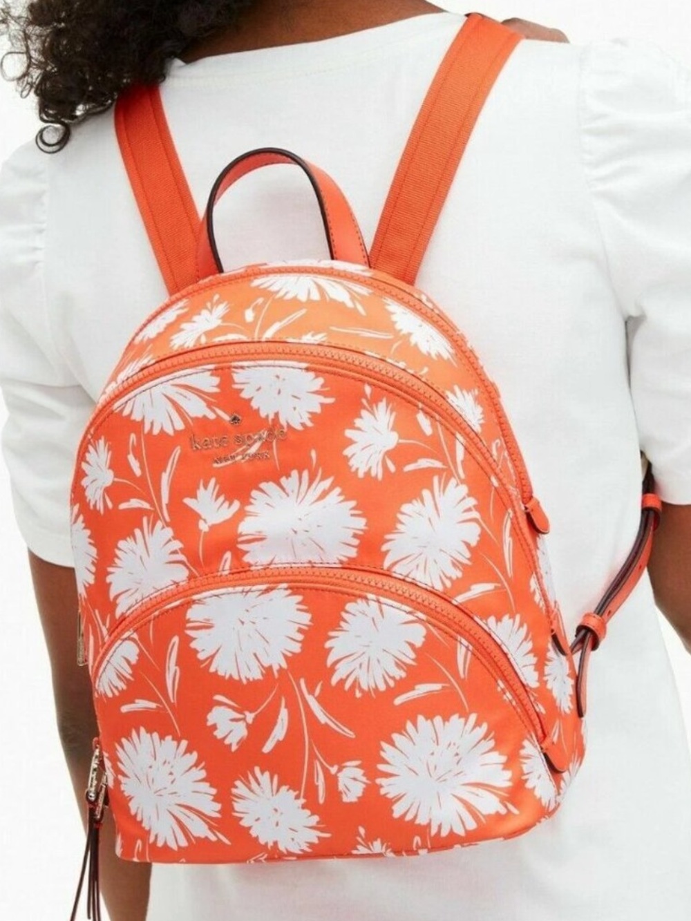 NWT kate spade Karissa Orange Floral Backpack purse